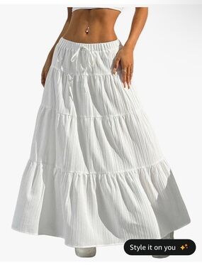 Women’s Boho Maxi Skirt with Drawstring Waist